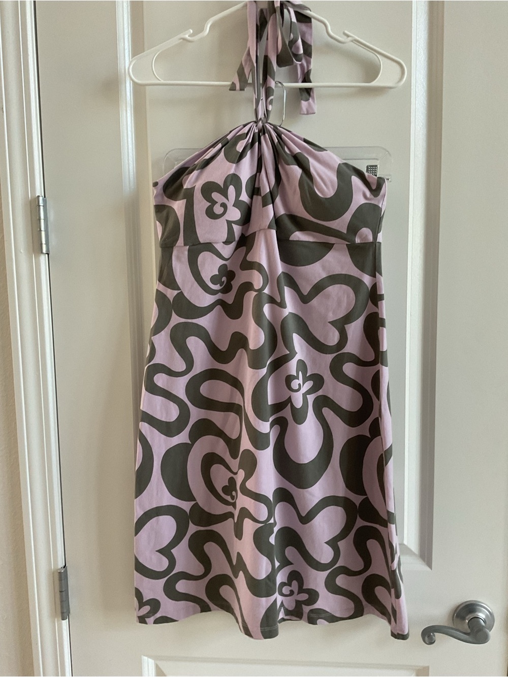 Pink/ lavender & Gray Floral Halter Sundress
